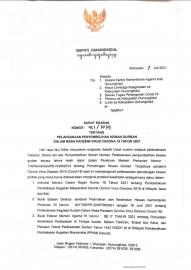 SE Bupati tentang Penyembelihan Hewan Kurban di masa Pandemi