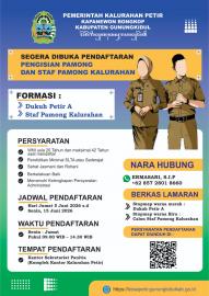 PENGUMUMAN PENGISIAN LOWONGAN DUKUH PETIR A DAN STAF PAMONG KALURAHAN PETIR